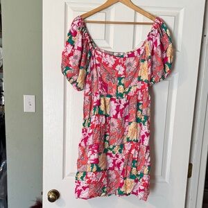 Vibrant Floral Patchwork Mini Dress